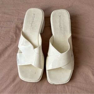 Jeffrey Campbell Cream Slide Sandals